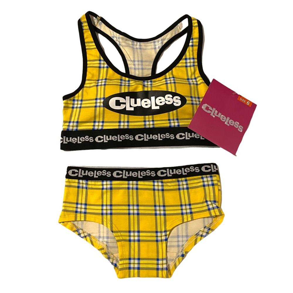 Girls' Clueless Bra and Underwear Set panty set 2pc size 6 plaid trendy NWT